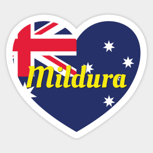 Mildura VIC Australia Australian Flag Heart Sticker